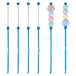 4Pcs DIY Alloy Beadable Crochet Hooks, Dodger Blue, 18.75x0.8cm(AJEW-TA0003-50E)