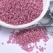 MIYUKI Round Rocailles Beads, Japanese Seed Beads, 11/0, (RR556) Dyed Rose Silverlined Alabaster, 2x1.3mm, Hole: 0.8mm, about 50000pcs/pound(SEED-G007-RR0556)