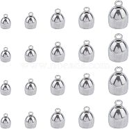 Unicraftale 304 Stainless Steel Cord Ends, End Caps, Stainless Steel Color, 8~14x4~10mm, Hole: 2mm, Inner Diameter: 3~8mm, 25pcs/box(STAS-UN0010-60P)