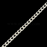 Unwelded Iron Curb Chains, with Spool, Silver Color Plated, 3.2x2.2x0.6mm, about 328.08 Feet(100m)/roll(CH-R078-08S)