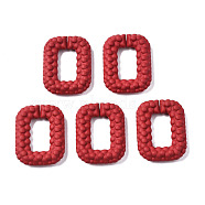 Spray Painted CCB Plastic Linking Rings, Quick Link Connectors, for Jewelry Chain Making, Rectangle, Dark Red, 35x26x7mm, Inner Diameter: 11x19mm(CCB-Q091-009E)
