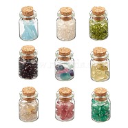 Transparent Glass Wishing Bottle Decoration, with Natural Mixed Stone Chip Beads, 22x34mm, Chip Beads: 1~16x1.5~20x1~10mm(DJEW-A001-01-M)