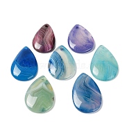 Natural Banded Agate/Striped Agate Pendants, Dyed & Heated, Teardrop Charms, Mixed Color, 38.5~49.5x24~30x5.5~6.5mm, Hole: 1.2~2mm(G-E601-05)
