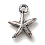 304 Stainless Steel Pendants, Starfish Charm, Antique Silver, 15x12x2.7mm, Hole: 2mm(STAS-H223-16AS)