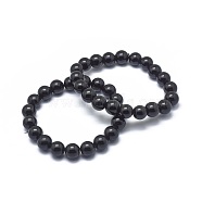 Synthetic Black Stone Bead Stretch Bracelets, Round, 2 inch~2-3/8 inch(5~6cm), Bead: 5.8~6.8mm(BJEW-K212-A-032)
