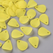 Transparent Frosted Acrylic Pendants, Petaline, Yellow, 17x14x2.5mm, Hole: 1.8mm, about 2330pcs/500g(MACR-S371-09A-717)