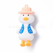 PVC Cartoon Duck Doll Pendants, for Keychains, Dodger Blue, 65x31x26mm, Hole: 3mm(KY-C008-08)