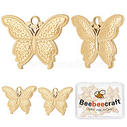 10Pcs 304 Stainless Steel Pendants, Butterfly, Real 18K Gold Plated, 19x25x2mm, Hole: 2.5mm(STAS-BBC0001-80)