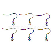 Ion Plating(IP) 304 Stainless Steel French Earring Hooks, Flat Earring Hooks, Ear Wire, with Beads and Horizontal Loop, Rainbow Color, 21x21mm, Hole: 2mm, 22 Gauge, Pin: 0.6mm, bead: 3mm(STAS-S119-015)