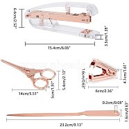 Office Tool Sets, with Transparent Spring Powered Desktop Stapler, Iron Claw Staple Remover, Stainless Steel Scissors & Envelope Opener, Rose Gold(AJEW-NB0001-56)