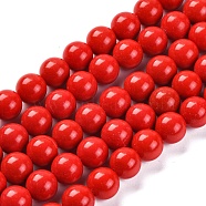 Synthetic Turquoise Beads Strands, Dyed, Round, Red, 10mm, Hole: 1mm, about 40pcs/strand, 15.16 inch(38.5cm)(G-L605-G01-03B)