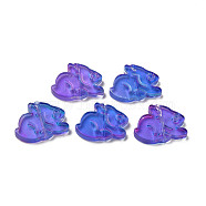 Two Tone Transparent Spray Painted Glass Beads, Rabbit, Dark Orchid, 14.5x19x3.5mm, Hole: 1mm(GLAA-Q092-03-C01)