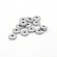 304 Stainless Steel Beads, Disc/Flat Round, Stainless Steel Color, 6x2mm, Hole: 2mm(STAS-N090-JA721-6)