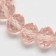 Handmade Glass Beads, Faceted Rondelle, Light Salmon, 14x10mm, Hole: 1mm, about 60pcs/strand(G02YI0F5)