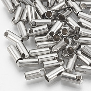201 Stainless Steel Cord Ends, End Caps, Stainless Steel Color, 7x2.5mm, Hole: 1mm, Inner Diameter: 1.8mm(STAS-S028-36)