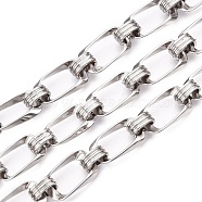 Alloy Rectangle Oval Link Chains, Unwelded, with Spool, Real Platinum Plated, 23x13.5x3.5mm, about 3.28 Feet(1m)/Roll, Link: 12x5x1.5mm(LCHA-T001-15P)