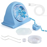 Plastic Automatic USB Beading Machine, Electric Bead Spinners with Carbon Steel Crochet, Wire, Deep Sky Blue, 14.7x19x12.8cm(AJEW-K046-02A)