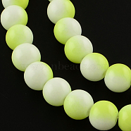 Two-Color Baking Painted Glass Bead Strands, Round, Green Yellow, 8mm, Hole: 1.3~1.6mm, about 104pcs/strand, 32.7 inch(X-DGLA-R050-8mm-22)