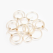 Brass Dangle Stud Earrings, Long-Lasting Plated, Nickel Free, Ring, Real 18K Gold Plated, 27x1mm, Pin: 0.7mm(EJEW-F194-12G-NF)