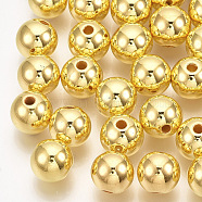 ABS Plastic Beads, Round, Golden Plated Plated, 5.5~6x5~5.5mm, Hole: 1.5mm, about 5000pcs/500g(OACR-S032-6mm-01)