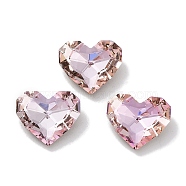 Glass Rhinestone Cabochons, Point Back & Back Plated, Faceted, Heart, Light Peach, 8.5x10x4mm(RGLA-G020-04D-D508)
