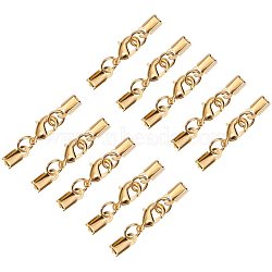 Alloy Clip Ends With Lobster Claw Clasps, Nice for Jewelry Making, Golden, 33x5mm, 50set/box, Packaging Box: 5.4x5.3x2cm(KK-PH0034-22)