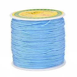 Braided Nylon Thread, Chinese Knotting Cord Beading Cord for Beading Jewelry Making, Light Sky Blue, 0.8mm, about 100yards/roll(NWIR-R006-0.8mm-365)