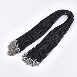 Waxed Cord Necklace Making with Iron Findings, Black, 24 inch(61cm) (excluding the length of clasp and extending chains), 2mm(X-NJEW-R229-2.0mm-02)