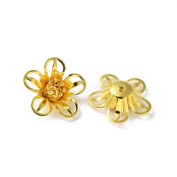 Brass Beads, Long-Lasting Plated, Rack Plating, Cadmium Free & Lead Free, Flower, Golden, 18.5x19x7mm, Hole: 1mm(KK-U057-04G-03)