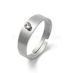 304 Stainless Steel Open Cuff Rings Findings, Loop Ring Base, Stainless Steel Color, Hole: 2mm, US Size 7 1/4(17.5mm)(STAS-K278-02P)