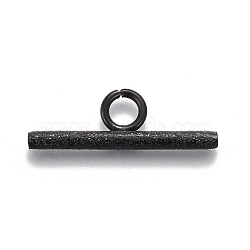 304 Stainless Steel Toggle Clasps Parts, Textured, Bar, Electrophoresis Black, 7x20x2mm, Hole: 3mm(STAS-P248-02EB)