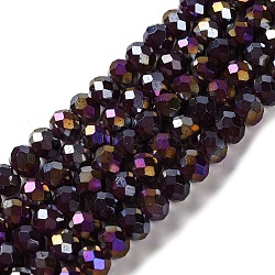 Baking Electroplate Glass Beads Strands, AB Color, Faceted, Round, Coconut Brown, 10x8mm, Hole: 1mm, about 63~65pcs/strand, 18.90''(48~50cm)(DGLA-A039-J10mm-B22)