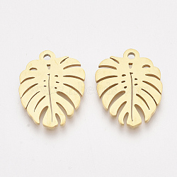 201 Stainless Steel Pendants, Leaf, Golden, 17x13x1mm, Hole: 1.4mm(X-STAS-T045-40G)