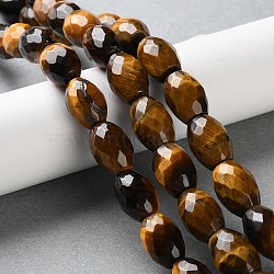 Natural Tiger Eye Beads Strands, Faceted, Barrel, Yellow, 13.5~14x10~0.5mm, Hole: 0.7mm, about 27pcs/strand, 15.04''(38.2cm)(G-C135-J03-01)