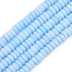 Handemade Millefiori Lampwork Beads, Rondelle, Light Sky Blue, 5~8x3~3.5mm, Hole: 1mm, about 148pcs/strand, 15.71''(39.9cm)(LAMP-D009-01A-02)
