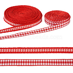 20 Yards 2 Styles Polyester Jacquard Ribbon, Tartan Ribbon and Bird Ribbon, Red, 3/8 inch(10mm), 10 yards/styles(OCOR-TA0001-62A)