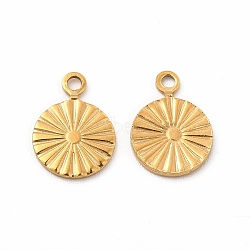 304 Stainless Steel Charms, Flat Round, Real 18K Gold Plated, 11x8x1mm, Hole: 1.2mm(STAS-C071-02C-G)