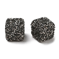 Resin Beads, with Rhinestone, Drusy Cube, Dark Gray, 16x16x16mm, Hole: 3.6mm(RESI-C038-02C)