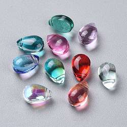 Transparent Glass Beads, Top Drilled Beads, Teardrop, Mixed Color, 9x6x5mm, Hole: 1mm(GGLA-M004-05A)