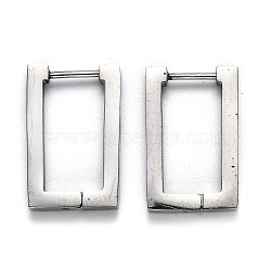 304 Stainless Steel Rectangle Huggie Hoop Earrings, Stainless Steel Color, 20x13x3mm, Pin: 1mm(STAS-J033-10B-P)