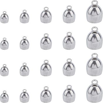 Unicraftale 304 Stainless Steel Cord Ends, End Caps, Stainless Steel Color, 8~14x4~10mm, Hole: 2mm, Inner Diameter: 3~8mm, 25pcs/box