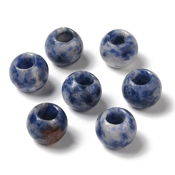 Natural Blue Spot Jasper Gemstone European Beads, Large Hole Beads, Rondelle, 12~12.5x9~10.5mm, Hole: 5.5~6mm