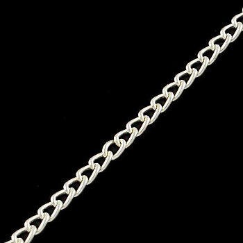 Unwelded Iron Curb Chains, with Spool, Silver Color Plated, 3.2x2.2x0.6mm, about 328.08 Feet(100m)/roll