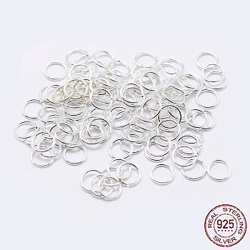 925 Sterling Silver Open Jump Rings, Round Rings, Silver, 22 Gauge, 6x0.6mm, Inner Diameter: 5mm, about 200pcs/10g