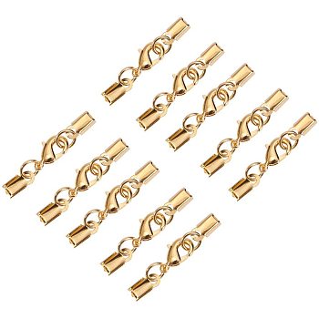 Alloy Clip Ends With Lobster Claw Clasps, Nice for Jewelry Making, Golden, 33x5mm, 50set/box, Packaging Box: 5.4x5.3x2cm
