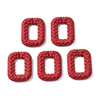 Spray Painted CCB Plastic Linking Rings, Quick Link Connectors, for Jewelry Chain Making, Rectangle, Dark Red, 35x26x7mm, Inner Diameter: 11x19mm