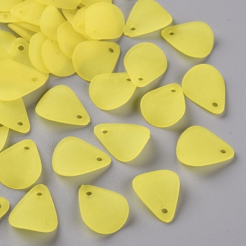 Transparent Frosted Acrylic Pendants, Petaline, Yellow, 17x14x2.5mm, Hole: 1.8mm, about 2330pcs/500g