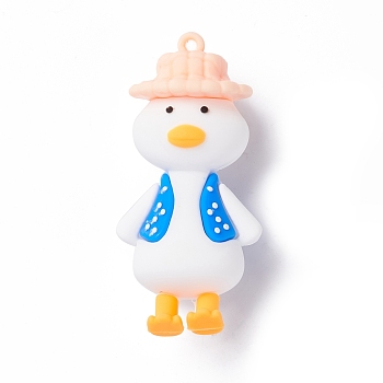 PVC Cartoon Duck Doll Pendants, for Keychains, Dodger Blue, 65x31x26mm, Hole: 3mm