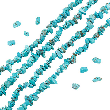 4 Strands Natural Turquoise Chip Beads Strands, 4~8x1~5mm, Hole: 0.5mm, 15.55~16.54''(39.5~42cm)