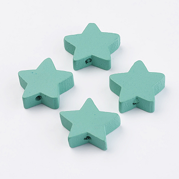 Natural Wood Beads, Dyed, Star, Mixed Color, 18x20x6mm, Hole: 2mm, about 710pcs/500g